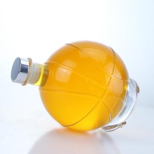 Whisky Gin Rum Vodka Glass Collar Ball Shape Bottle with Custom Cap and Cork