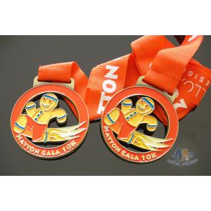 Shiny Gold Plating Metal Award Medals Soft Enamel On Both Side Of Front And Back
