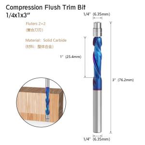 Carbide Wood Router Bit Customized Inch Up Cut Flush Trim Router Bit 65HRC