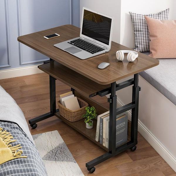 DNZ-19 Rolling Table Sofa Side Bed Study Desk Adjustable Computer Wood with Mobile Wheels Working Station
