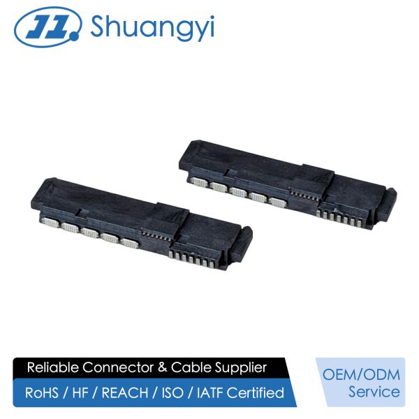 SAS 29P Right-Angle Solder wire Female Cable Connector with Positioning Peg, 15U