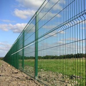 Galvanized Steel 3D Wire Mesh Fence With Square Post RAL 6005 Green