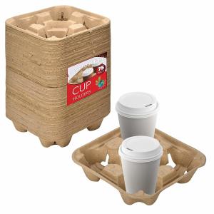 Take away 2 Cup 4 Cup paper pulp carrier Biodegradable disposable coffee paper