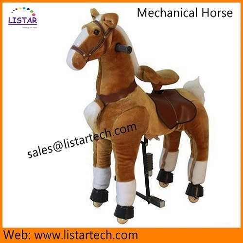 Funny Rocking Horse 4 Wheels, Plush Rocking Horse on Wheels, Plush Rocking Pony