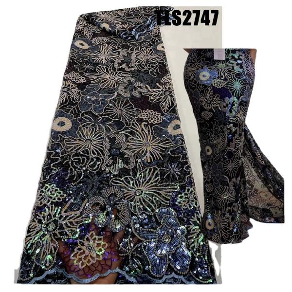 African Sequins Lace Fabric Multi color Net Embroidery Tulle Lace Fabric For