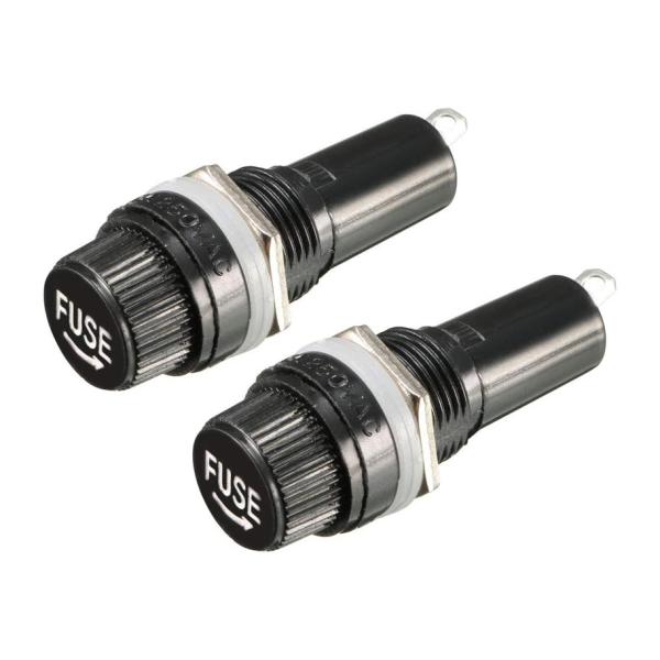 SL602 Nut Mounting AC 250V 6mm X 30mm 10 Amp Panel Mount Fuse Holder Black Screw