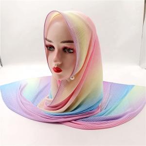 Wholesale 2022 Fashion rainbow Pattern Hijab Gradient Ramp Scarf Newest Design Women Shawl for Muslim Women from china suppliers