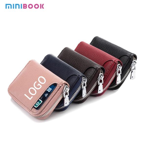 Convenient Multi-Slot Zipper Genuine Cowhide Accordion Pickup Bag with RFID