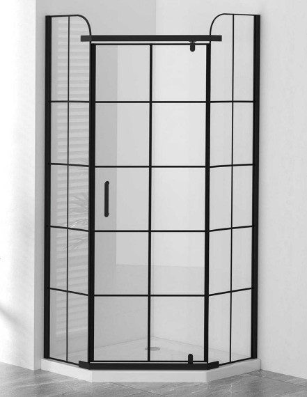 Quality 3/8in Thickness Grilled Pattern Glass Shower Cubicles Diversified Pivot Door Shower Enclosure for sale