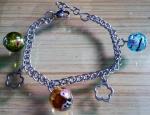 Stainless Steel Chain Linked Murano Pandora Glass Beads Charms Bracelets,12