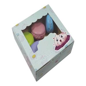 CMYK printing cardboard cupcake gift paper box with clear PVC window