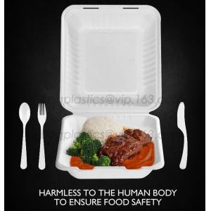 Compostable Clamshell Take Out Food Containers, Natural Disposable Bagasse, Eco