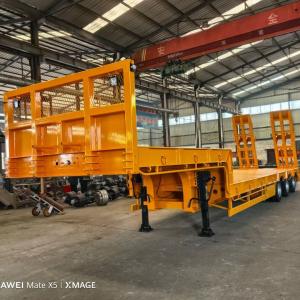 Customization 3 Axle Low Bed Loader 50 60 80 Ton Gooseneck Lowboy Semi Truck