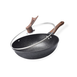 Hot Sale Black 32cm Flat Bottom Maifan Stone Skillet Cookware Cooking Non-stick