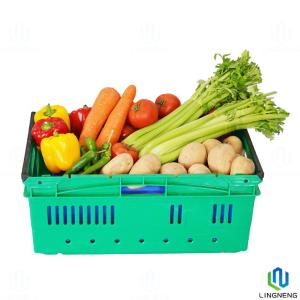 48L Nestable Plastic Crates , Stackable Plastic Harvest Crates