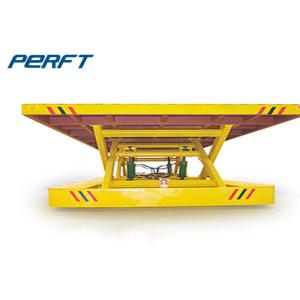 scissor hydraulic lifting electric rail transfer cart for warehouse material