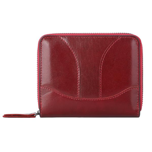 None Pattern Genuine Leather RFID Blocking Card Holder with Zipper and Custom Logo