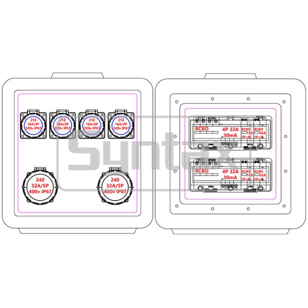 Syntax MD1 Three Phase 100AMP HDPE Portable Distribution Box IP67 Waterproof with Differential Protection