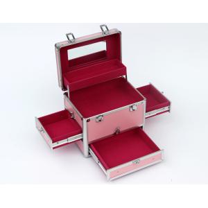 China Lockable Aluminium Cosmetic Case Pink Fireproof Panel 240 * 220 * 260mm on sale