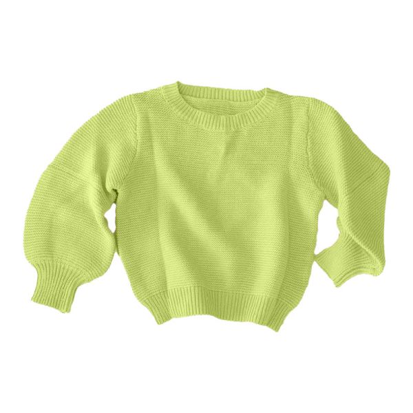 Relaxed Fit 2 PCS Knit Wear Puff Sleeves Sweater Drawstring Knit Shorts 100% Cotton Kids Wear