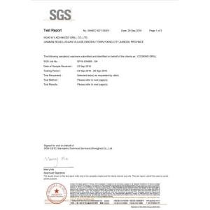 WUXI  M.Y. ADVANCED GRILL CO., LTD. Certifications