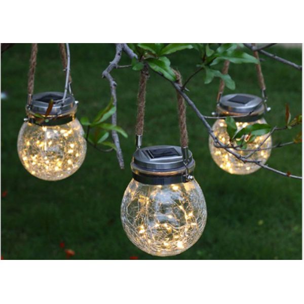 Decorative Colorful Solar Powered Yard Lights Crack Night Light Garden Bottle