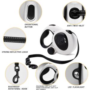 5M Retractable Pet Dog Leash With LED Light Flashlight And Bag For Walking Dog