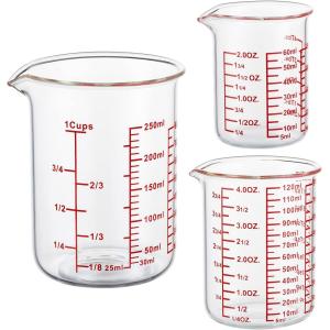 Borosilicate Glass Measuring Cup Set-V-Shaped Spout Includes 60ml(2OZ), 120ml