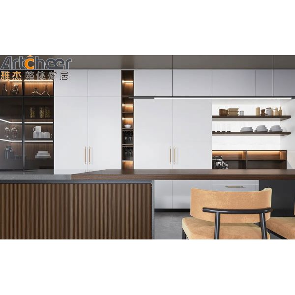 Custom Size Eco-Friendly Scandinavian Design L Shape Kitchen Cabinet Modular Kitchen