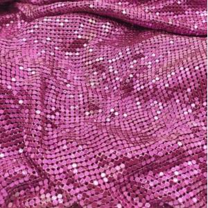 Round Shape Shining Car Leather Fabric 200gsm Chainmail Pattern Fabric