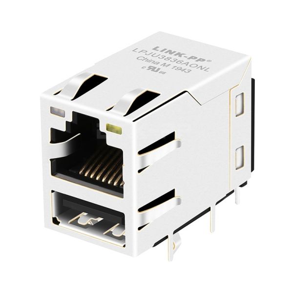 TE 1-1840012-2 Compatible LPJU3836AONL 1000 Base-T RJ45 Magjack with Single USB