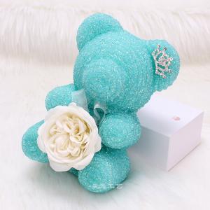 New Style 25cm Roses Bear Diamond Bear Decorated With Crown Include Gift Boxes