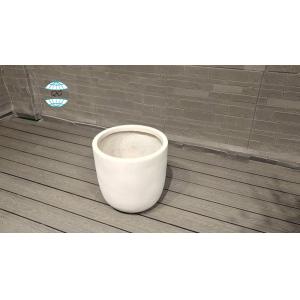 White Matte Round Fiber Clay Commercial Outdoor Planter Architectural Landscapin