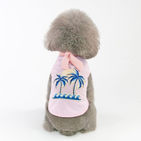 Hawaiian Aloha Coconut Tree Embroidery Small Animal Dog clothes