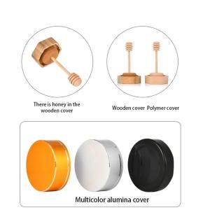 300ml Customized Hexagon Glass Honey Jars with Cork Sealing Type and Wooden