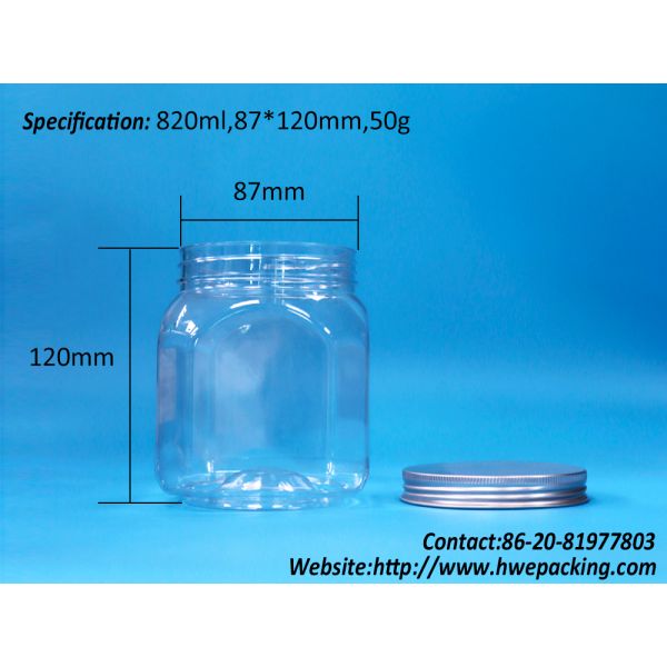 Polygonal Shaped Clear Plastic Cookies Rock Candy Nuts Sugar Jar Aluminium Top Lid