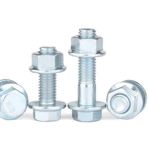 M10 M12 M16 Galvanized Steel Hexagon Head Flange Bolt Nickel Plating Serrated DIN6921