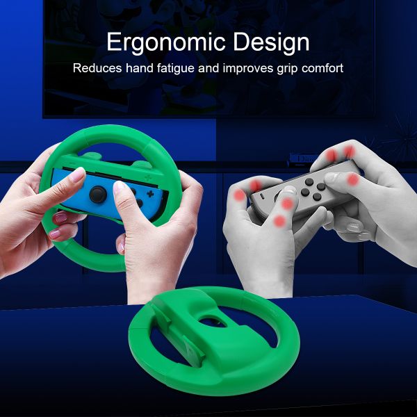 2 in 1 Durable ABS Easily Handle Steering Wheels for Nintendo Switch & OLED Joy-Con Racing Game Controller