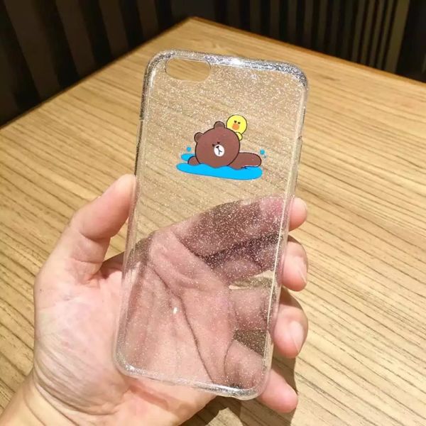 Soft TPU Glitter Glue Cute Cartoon Images Back Cover Cell Phone Case For iPhone 7 6s Plus