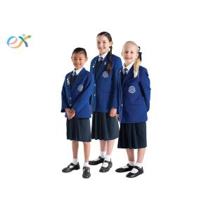 EEC Custom School Uniforms Blue Blazer White Shirts / Shorts Skirt For Primary