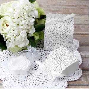 Hollow Luxurious Wedding Candy Box , White Personalized Candy Boxes