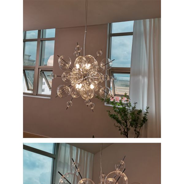 Nordic Led Home Decoration Chandelier Modern Sea Urchin Dandelion Glass Ball Pendant Lamp(WH-GP-180)