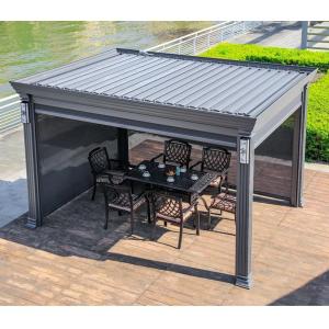 China 3x5m Aluminum Retractable Pergola Louvered Pavilion With Adjustable Roof on sale
