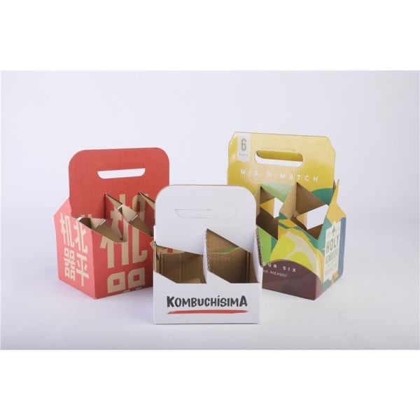 Custom Eco Kraft Paper Cup Holder For Milk Tea Drinks Beer 4 Packs 6 Packs Wine Packaging