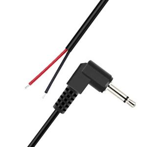 90 Degree Right Angle 2 Poles TS 3.5mm Stereo Audio Jack to Stripped Pigtail