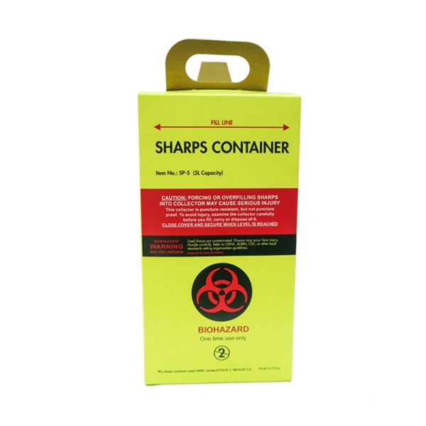 Hospital Biohazard 5L Medical Disposal Kraft Paper Board Sharps Container and Safety Box for Discard Used Syrings and Lancet
