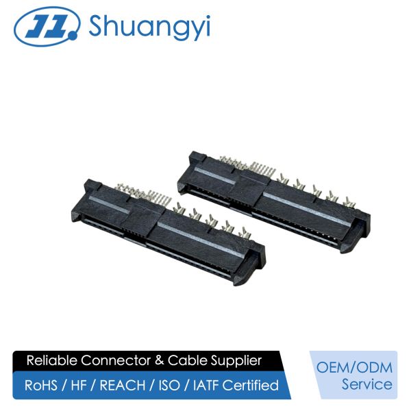 High-Speed SAS 29P IDC Female Cable Connector 180° with Peg, Phosphor Bronze