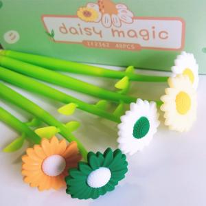 Fluent Writting Pen, 12 Pcs 0.5 Mm Black Ink Flower Shape Rolling Ball Cute Gel