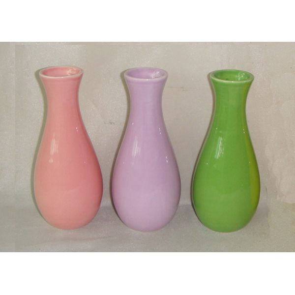 Round Shape Ceramic Vases And Pots Solid Color Glazed Vase Flower Pot For Spring