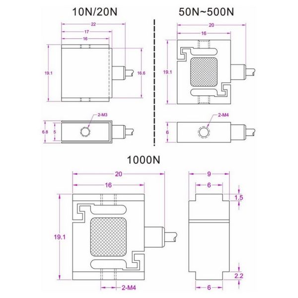 Miniature s type load cell 1kg miniature s beam force sensor 10N